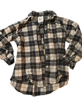 aerie Plaid Button-Down Shirt - Gray & Cream